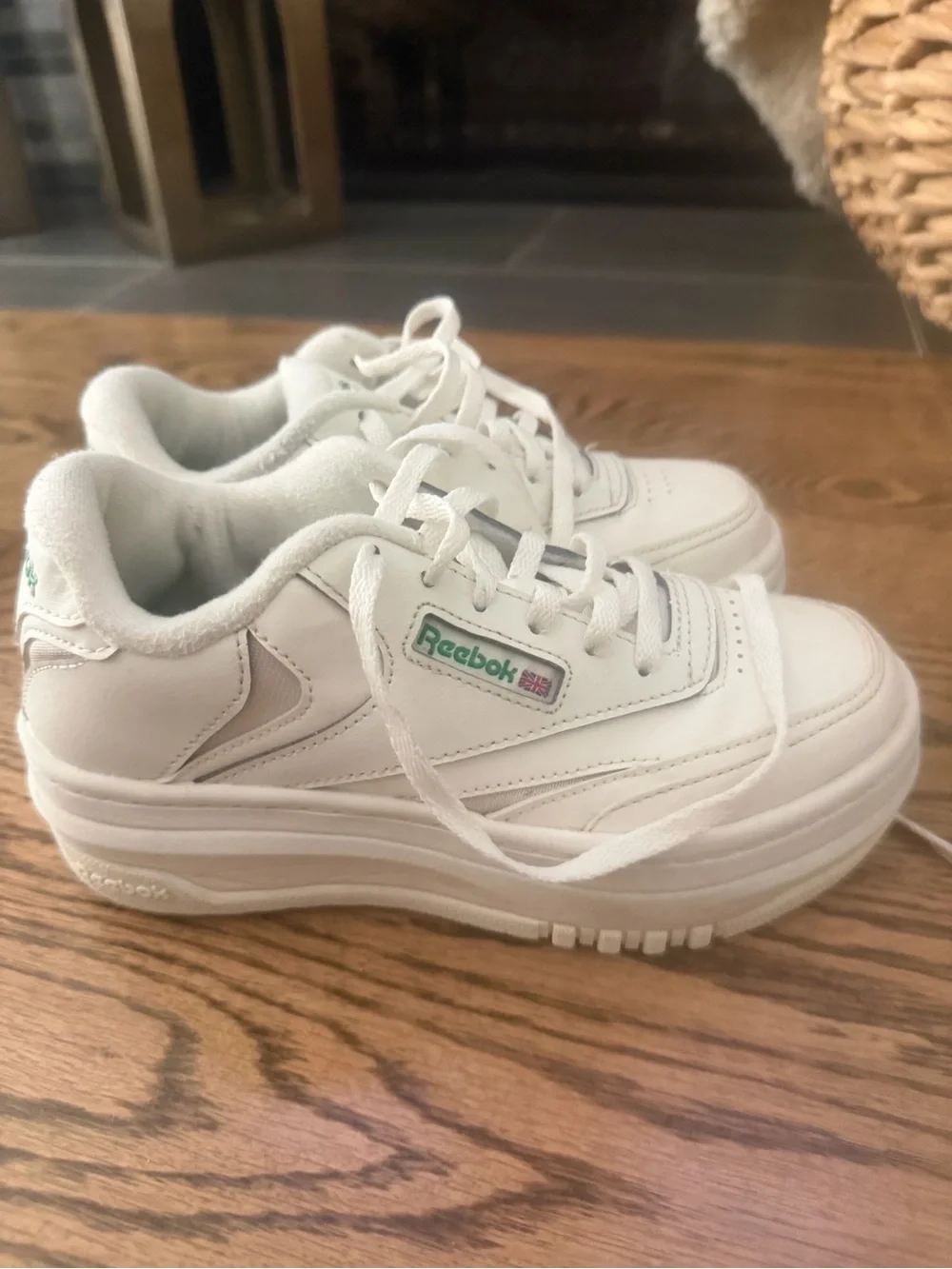 Reebok Kids White Leather Lace-Up Sneakers
